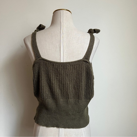 Love Tree Knotted Twist Front Knitted Cami in Olive Green Size Large - Picture 5 of 6